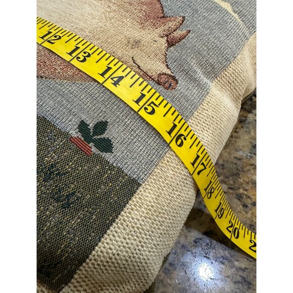 Two Farmyard Woven Decorative 18" Throw Pillows Sheep Pig Farmhouse Country EUC - Picture 9 of 13